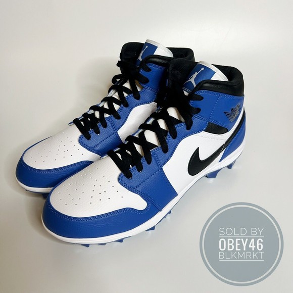 Jordan 1 Game Royal Mid TD Football Cleats  FJ6805-104  Size 13 main image 6